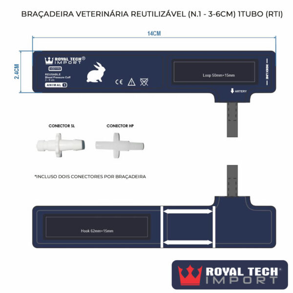 KITBVR - KIT BRAÇADEIRA VETERINÁRIA REUTILIZÁVEL (N.1 AO N.5) 1TUBO (RTI)