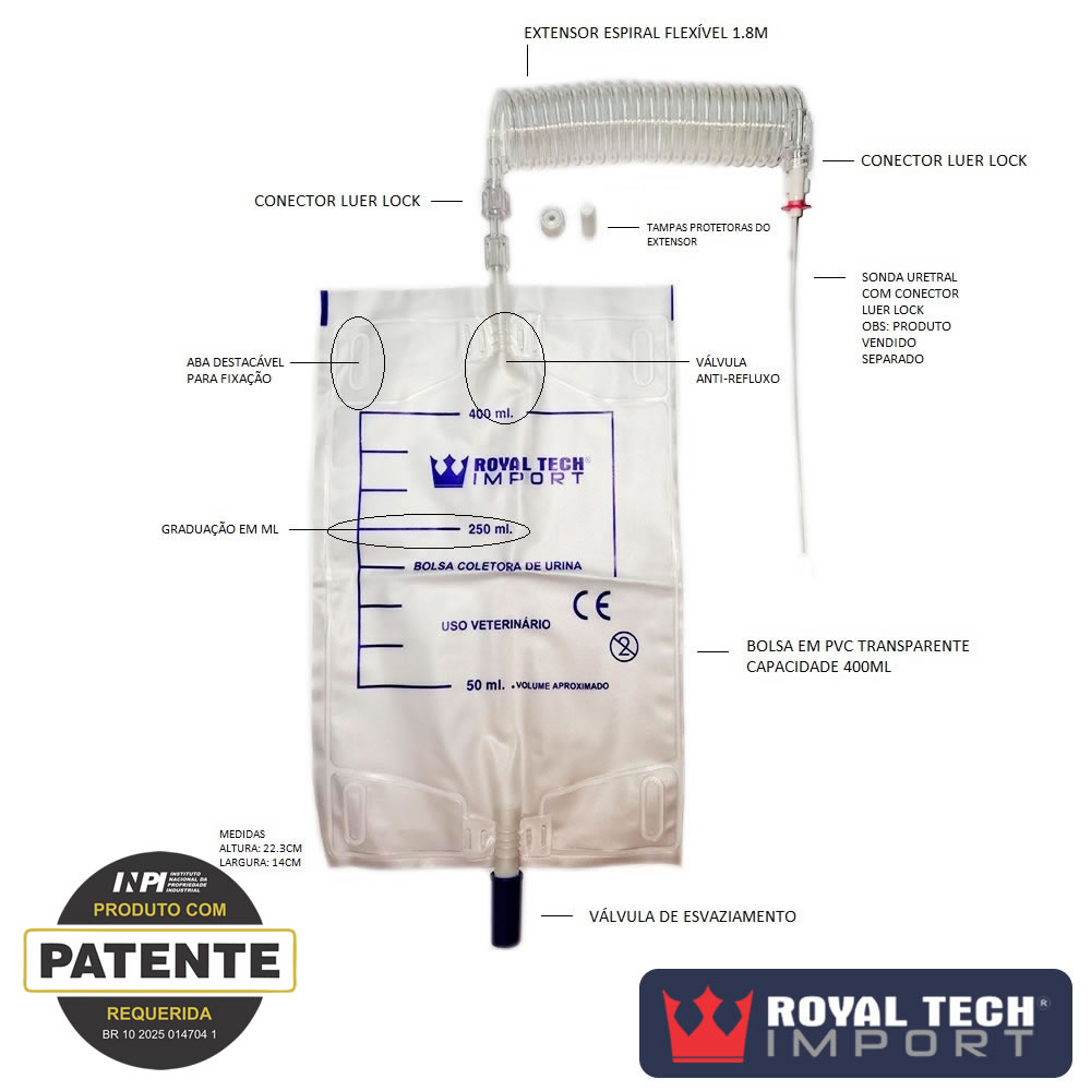 BOLSA COLETORA DE URINA 400ML (VETERINÁRIA) PCT10UN (RTI)